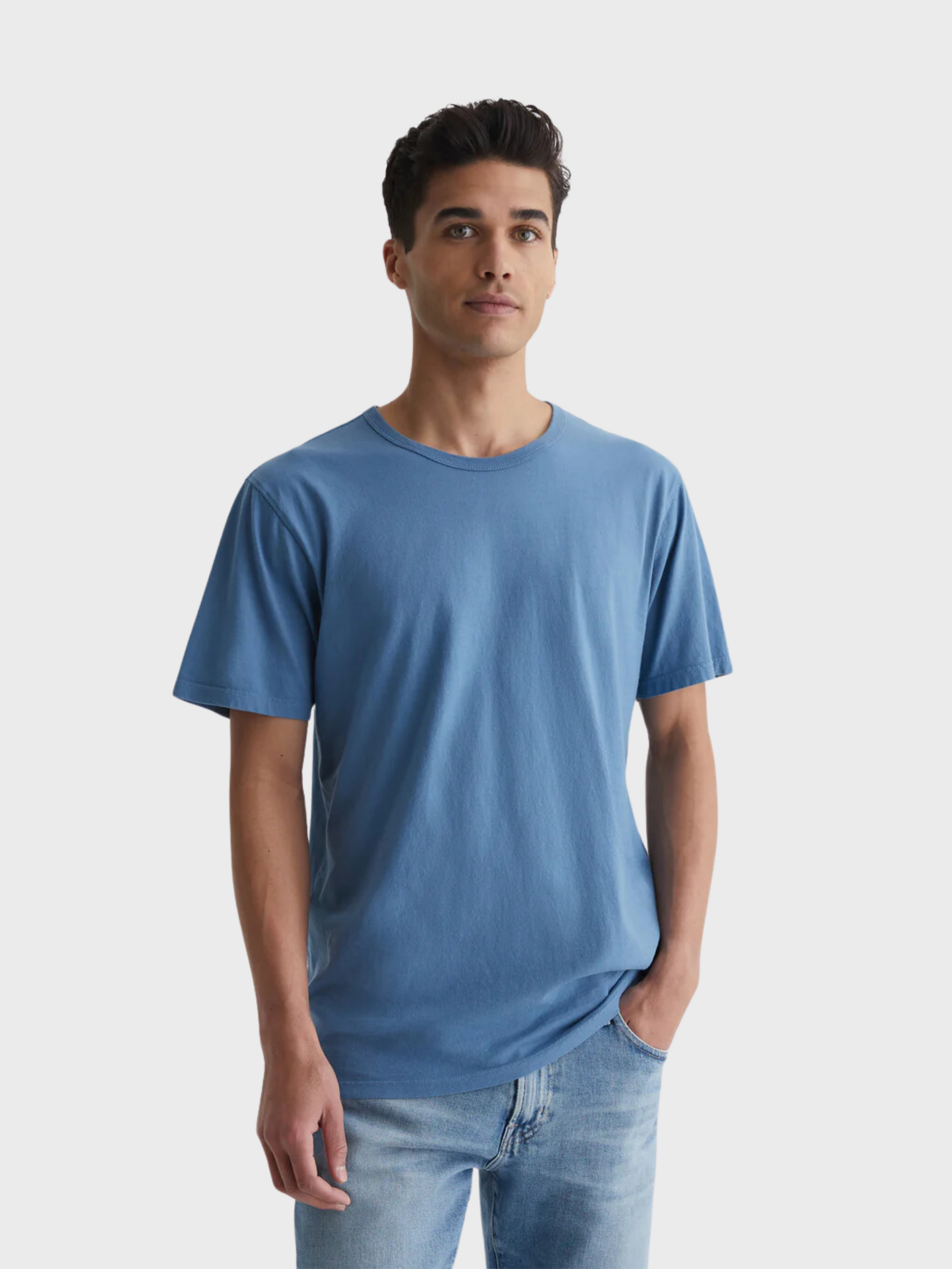 AG Bryce Crew Tee Crystal Blue SS24-Men's T-Shirts-S-Howard-Surrey-Canada