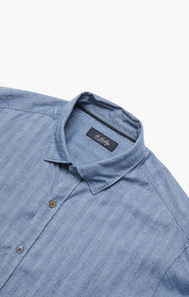 34 Heritage Herringbone Shirt Blue-Men&#39;s Shirts-Brooklyn-Vancouver-Yaletown-Canada