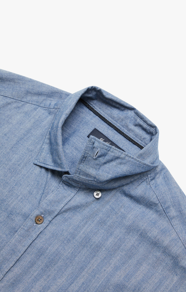 34 Heritage Herringbone Shirt Blue-Men&#39;s Shirts-Brooklyn-Vancouver-Yaletown-Canada