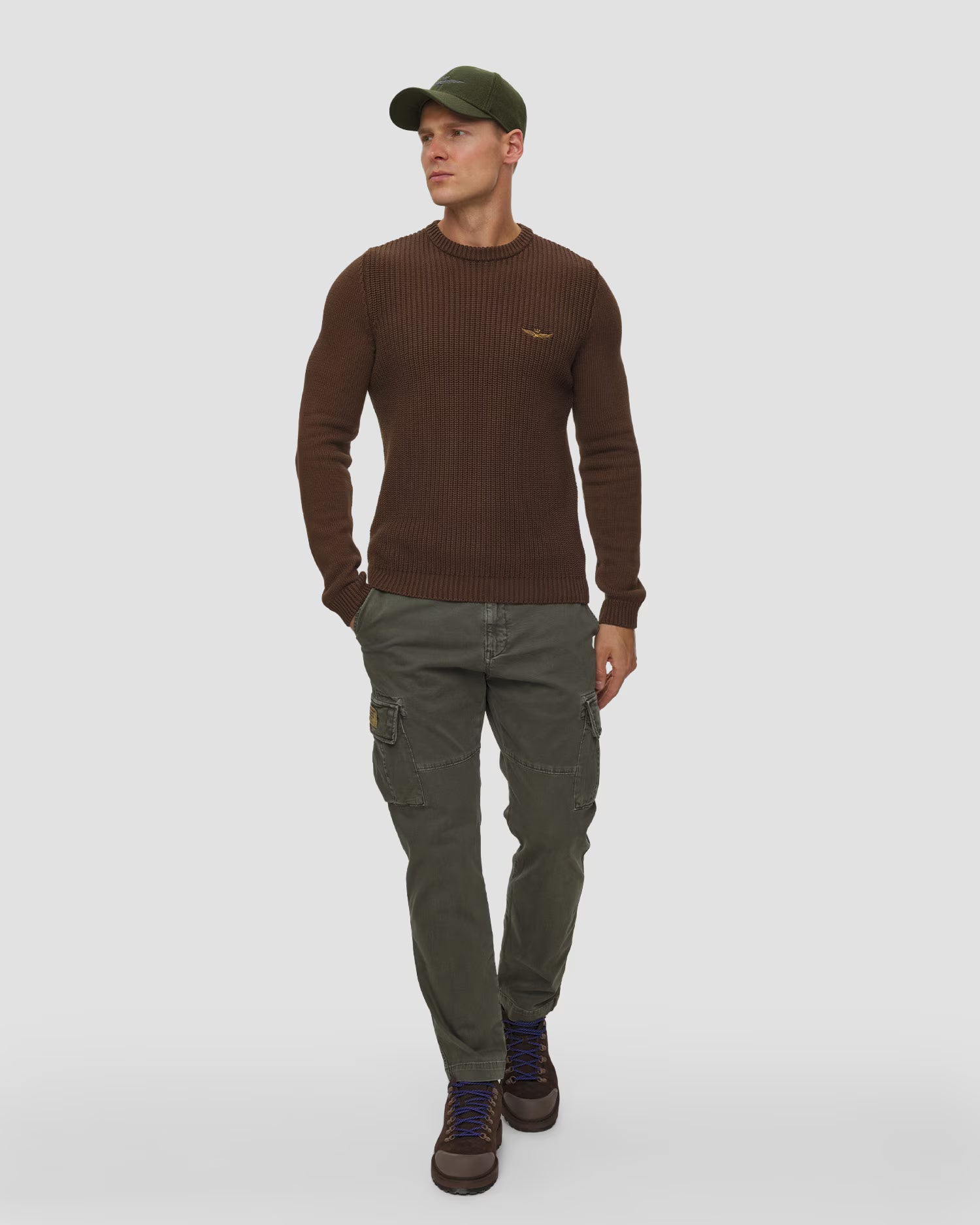 Aeronautica Militare Crewneck Sweater - Chestnut Brown-Men's Sweaters-Brooklyn-Vancouver-Yaletown-Canada