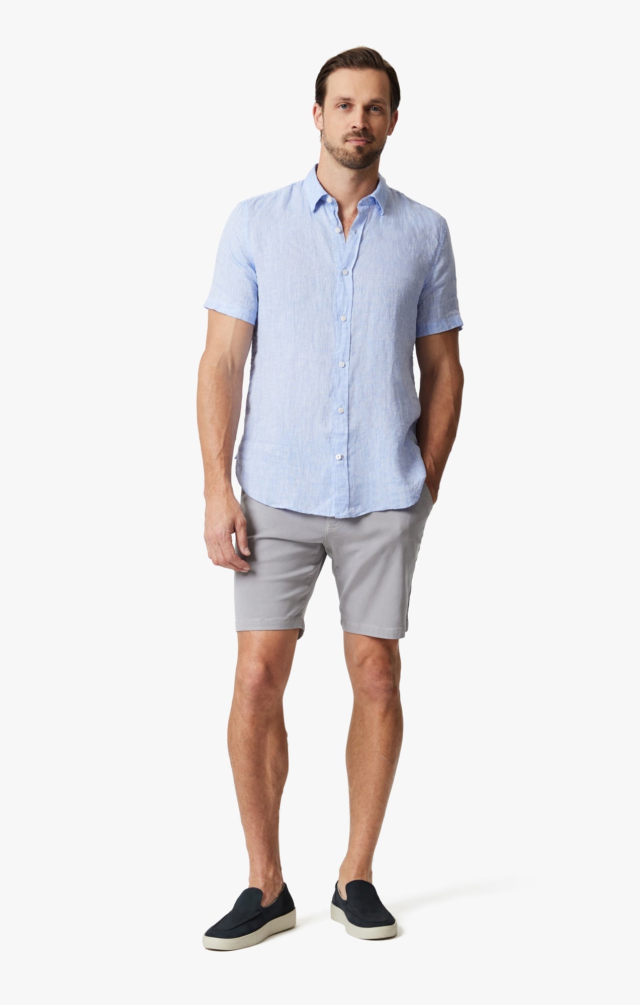 34 Heritage Linen Short Sleeve Shirt Hawaiian Ocean-Men's Shirts-Brooklyn-Vancouver-Yaletown-Canada