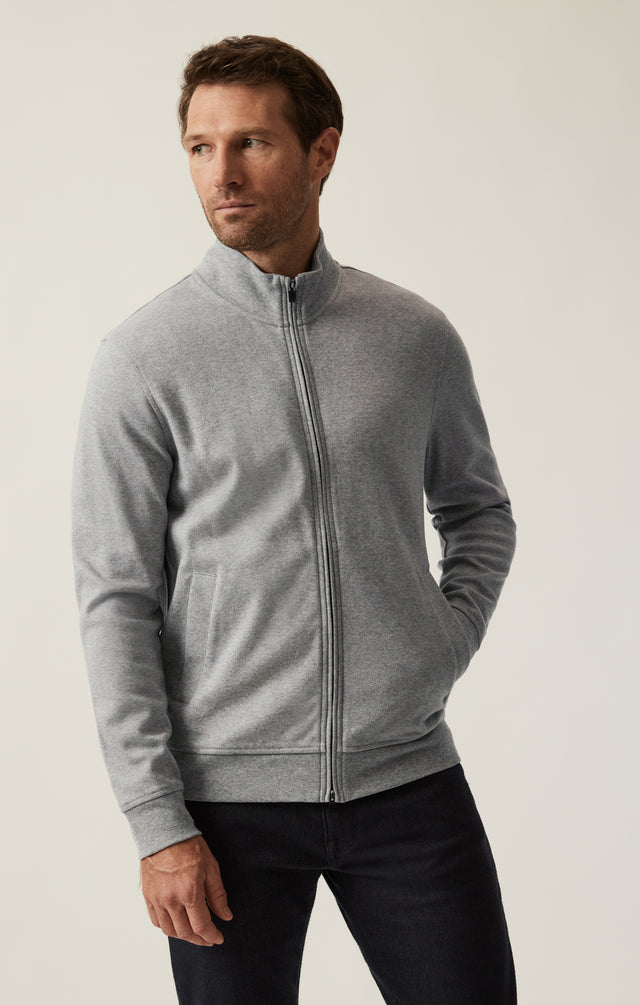 34 Heritage High Neck Zip-Up Grey Melange-Men's Sweaters-Brooklyn-Vancouver-Yaletown-Canada