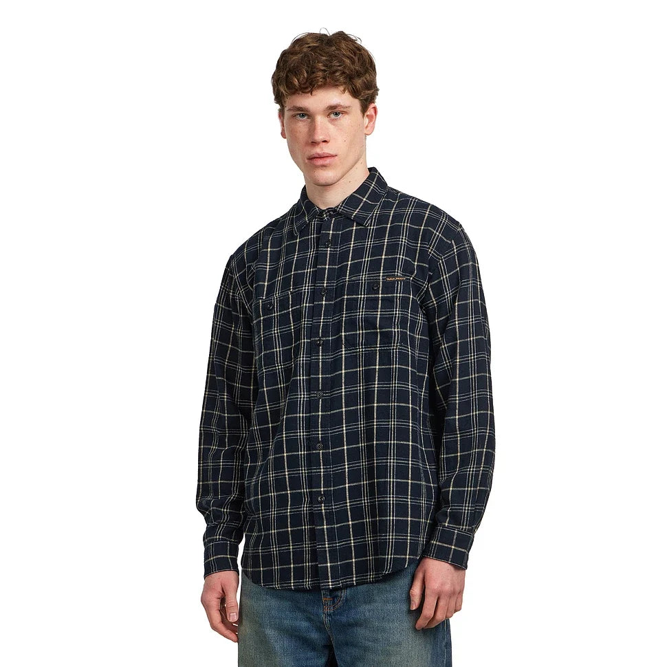 Nudie Julian Worker Shadow Check Shirt Black-Men's Shirts-Brooklyn-Vancouver-Yaletown-Canada