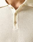 Fiesoli Textured Knit Polo - Ecru-Men's Sweaters-Brooklyn-Vancouver-Yaletown-Canada
