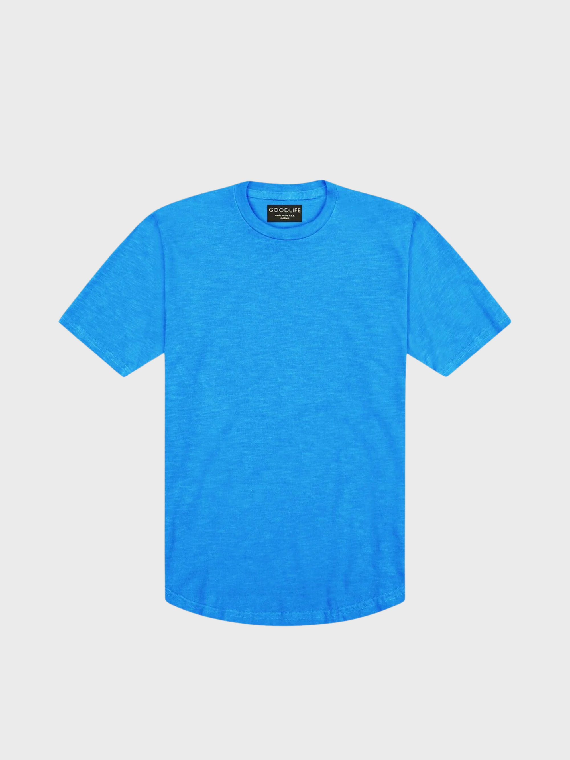 Goodlife Sun Faded Slub Scallop Crew Tee Lapis Blue-Men&#39;s T-Shirts-Yaletown-Vancouver-Surrey-Canada