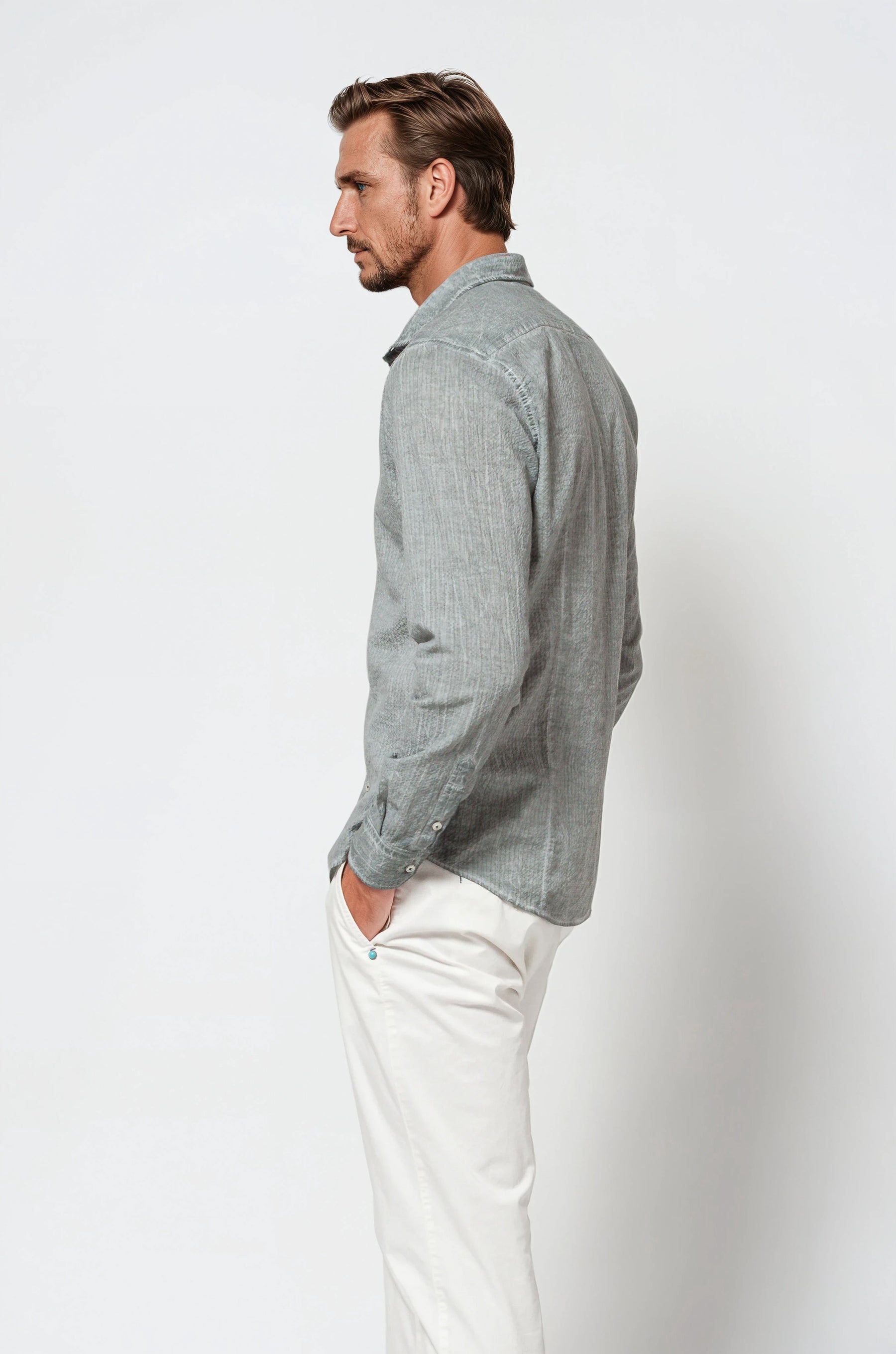 Ploumanach Harrison Cloque Shirt - Salvia-Men's Shirts-Brooklyn-Vancouver-Yaletown-Canada