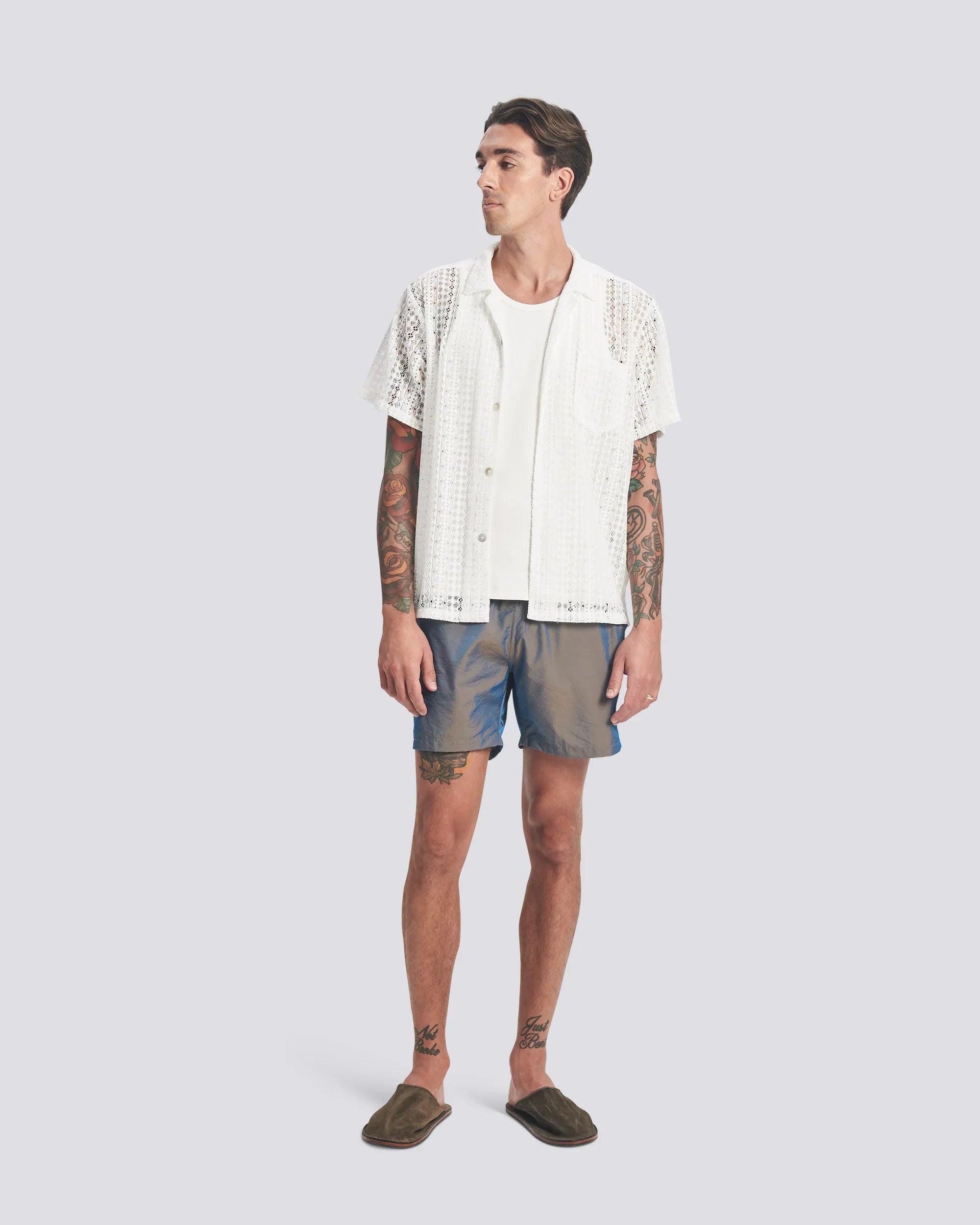 Bather Ore Iridescent Modern Trunk - Grey-Men's Shorts-Brooklyn-Vancouver-Yaletown-Canada
