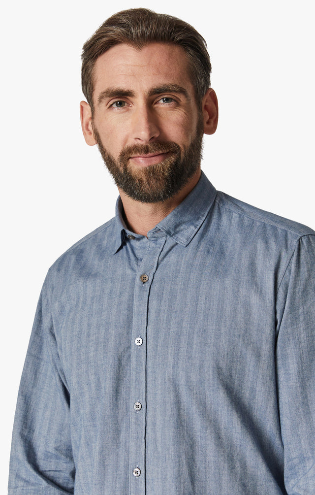 34 Heritage Herringbone Shirt Blue-Men&#39;s Shirts-Brooklyn-Vancouver-Yaletown-Canada
