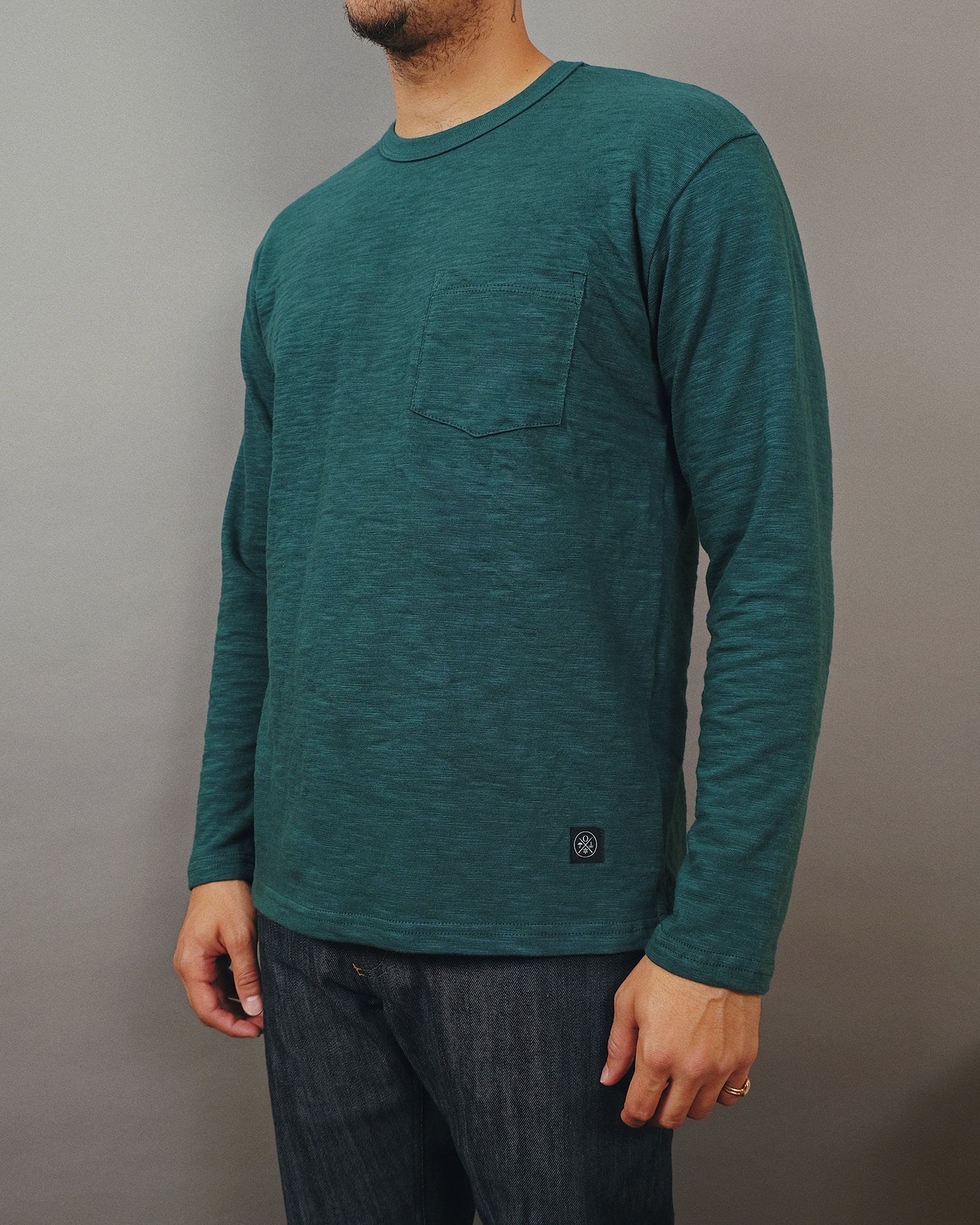 Outclass Double Slub L/S Pocket T-Shirt - Spruce-Men's T-Shirts-Brooklyn-Vancouver-Yaletown-Canada