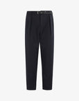 White Sand Gg Belt Box Pleat Pant - Navy