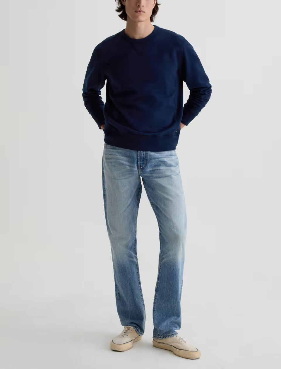 AG Blake Crew Sweatshirt - Deep Navy-Men's Sweatshirts-Brooklyn-Vancouver-Yaletown-Canada