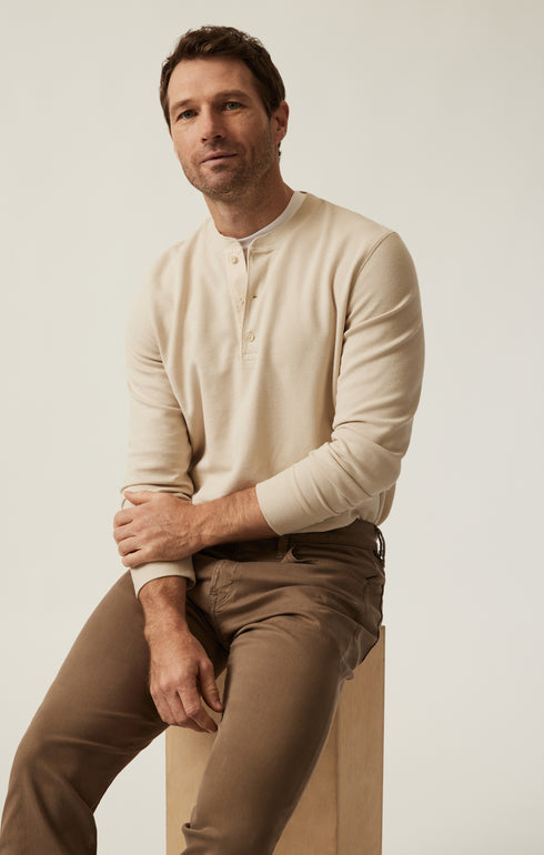 34 Heritage LS Henley Oatmeal-Men's T-Shirts-Brooklyn-Vancouver-Yaletown-Canada
