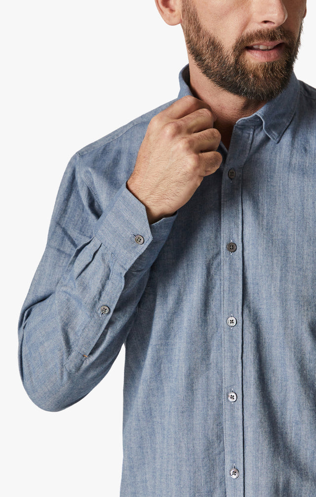 34 Heritage Herringbone Shirt Blue-Men&#39;s Shirts-Brooklyn-Vancouver-Yaletown-Canada