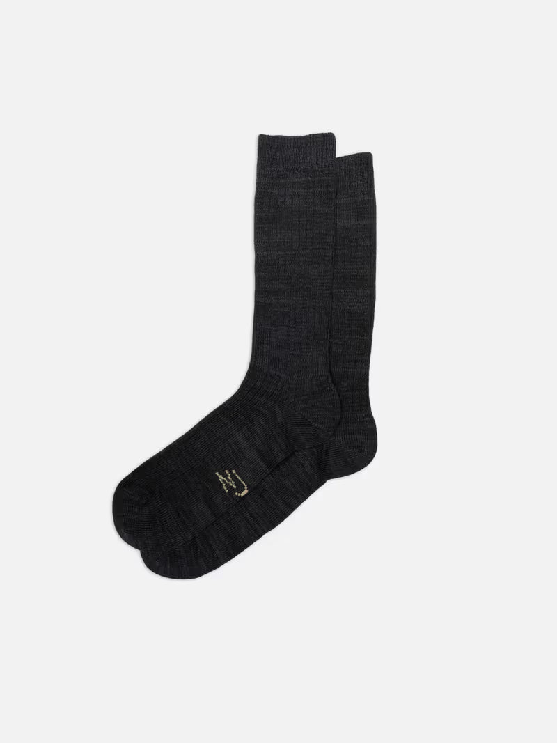 Nudie Rasmusson Mens Rib Sock - Dark Grey