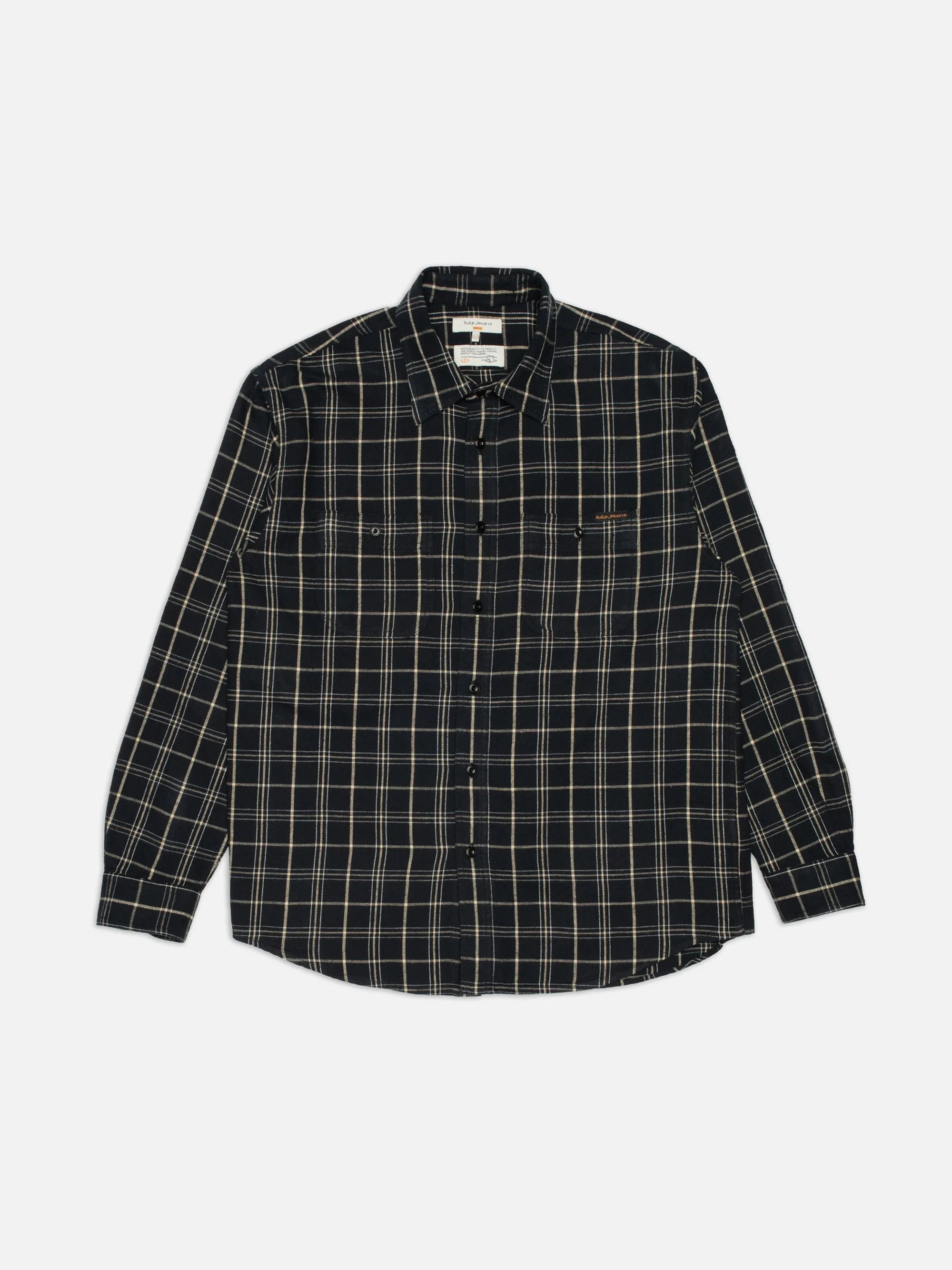 Nudie Julian Worker Shadow Check Shirt Black-Men's Shirts-Brooklyn-Vancouver-Yaletown-Canada