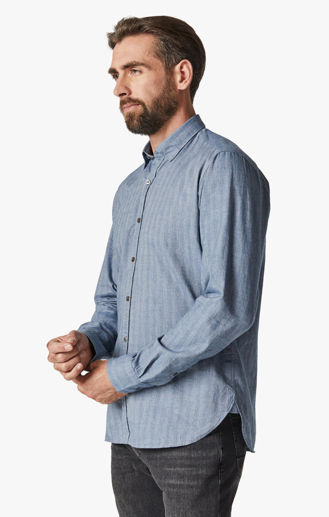 34 Heritage Herringbone Shirt Blue-Men&#39;s Shirts-Brooklyn-Vancouver-Yaletown-Canada