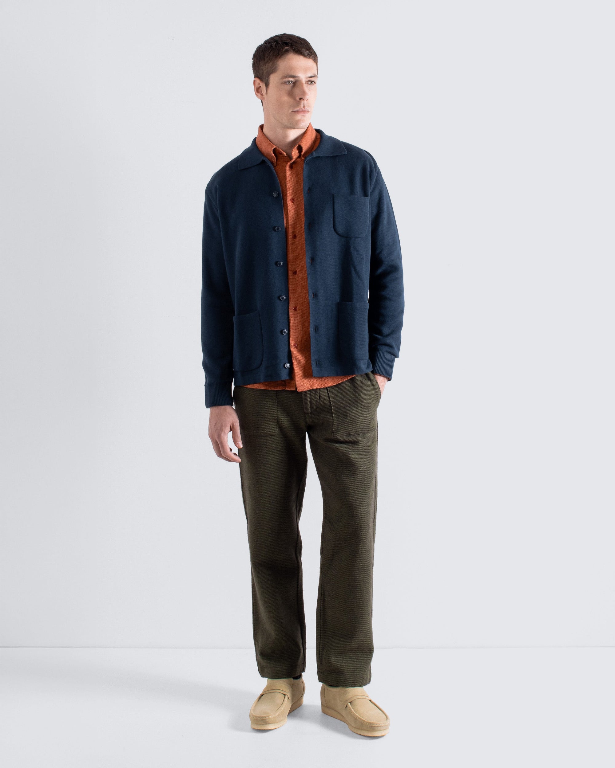 Far Afield Station Cardigan - Navy Iris-Men's Sweaters-Brooklyn-Vancouver-Yaletown-Canada