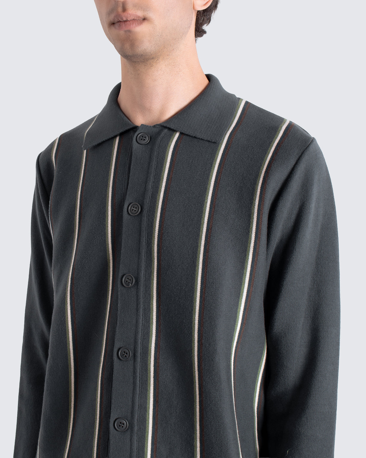 Far Afield Zigger Cardigan - Kuki Stripe - Grey Stripe Multi-Men&#39;s Sweaters-Brooklyn-Vancouver-Yaletown-Canada