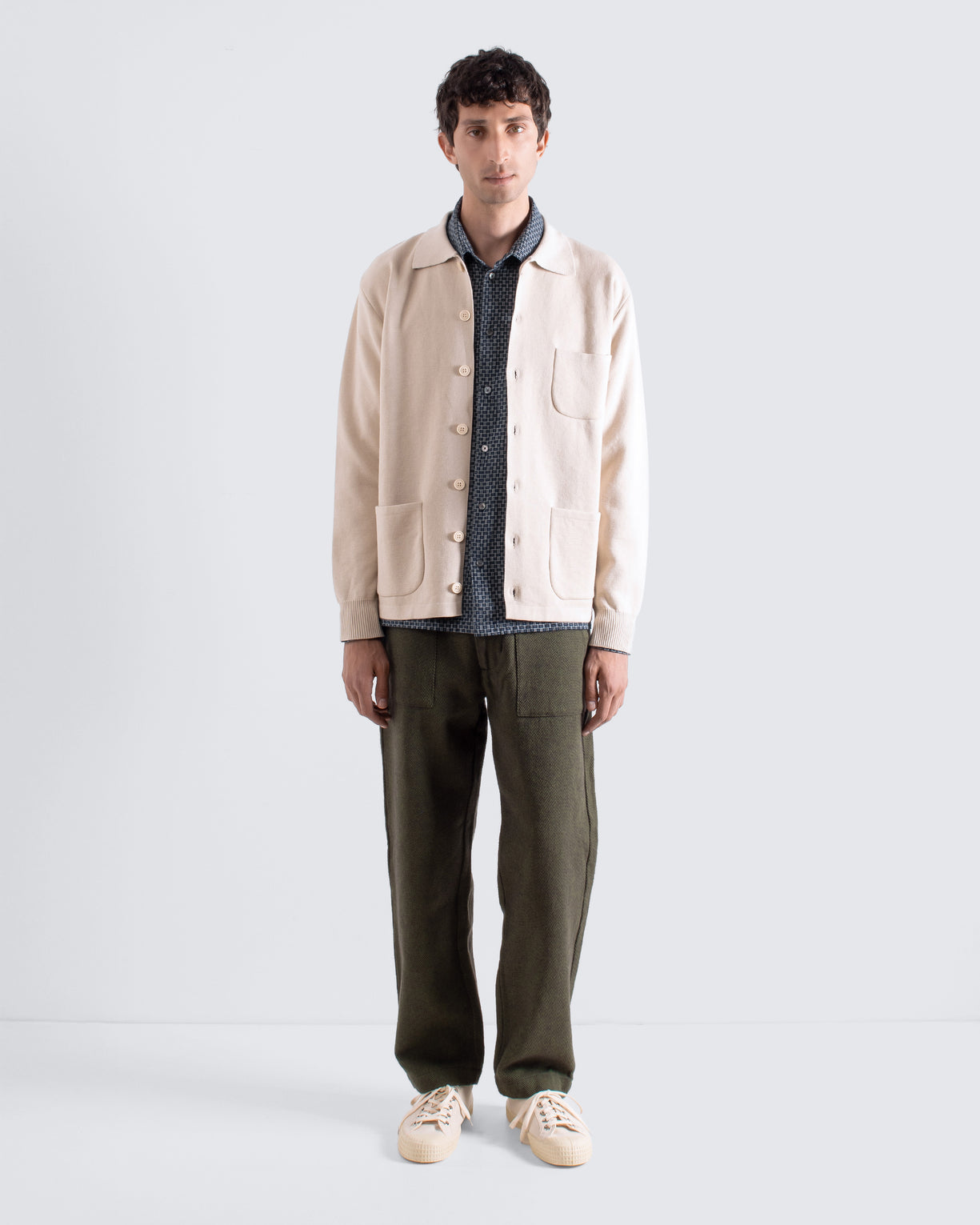 Far Afield Station Cardigan - Stone-Men's Sweaters-Brooklyn-Vancouver-Yaletown-Canada