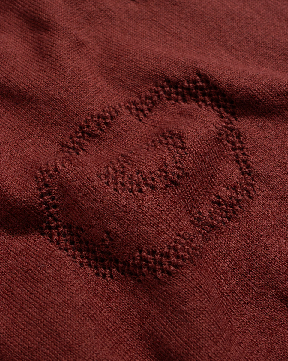 Far Afield Belser Knitted Polo - Geo Flowers - Red-Men's Sweaters-Brooklyn-Vancouver-Yaletown-Canada