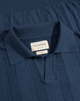 Far Afield Clifford Knitted Polo - Perforated - Blue-Men's Sweaters-Brooklyn-Vancouver-Yaletown-Canada