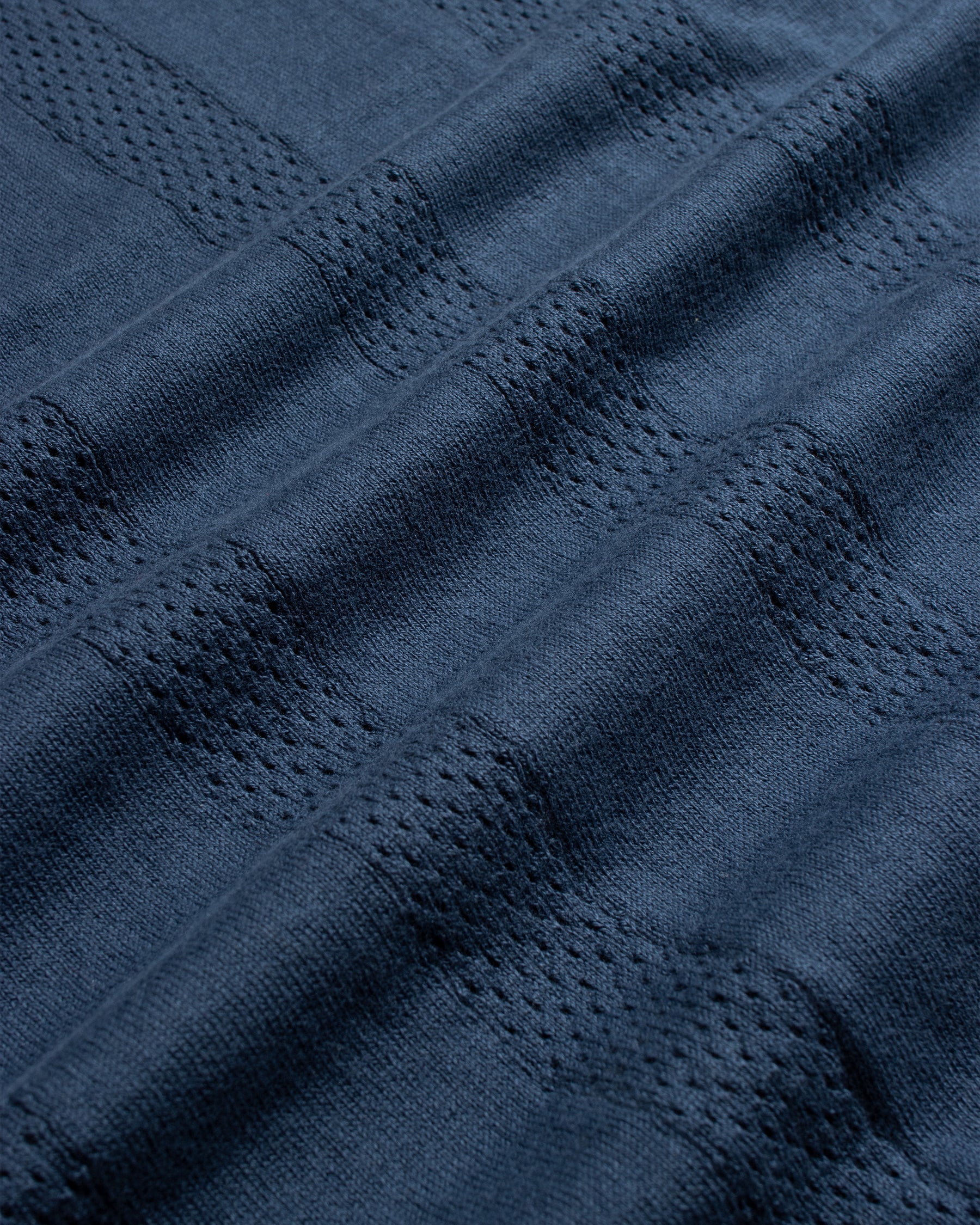 Far Afield Clifford Knitted Polo - Perforated - Blue-Men's Sweaters-Brooklyn-Vancouver-Yaletown-Canada