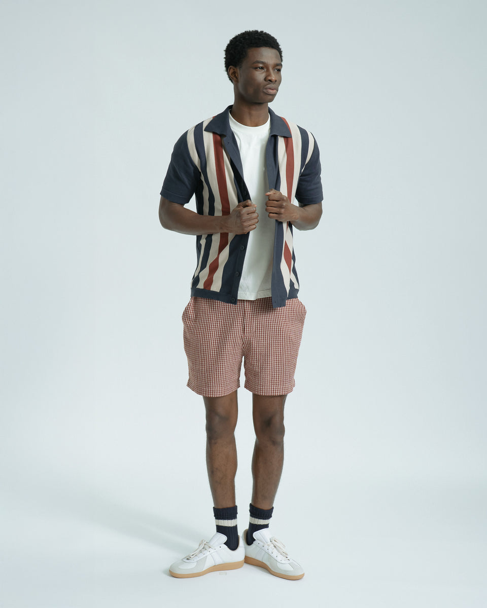 Far Afield Velzy Knitted Shirt - Simple Stripe - Navy/Multi-Men's Shirts-Brooklyn-Vancouver-Yaletown-Canada