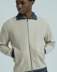 Far Afield Aleksey Cardigan - Horace Stripe - Sand-Men's Sweaters-Brooklyn-Vancouver-Yaletown-Canada