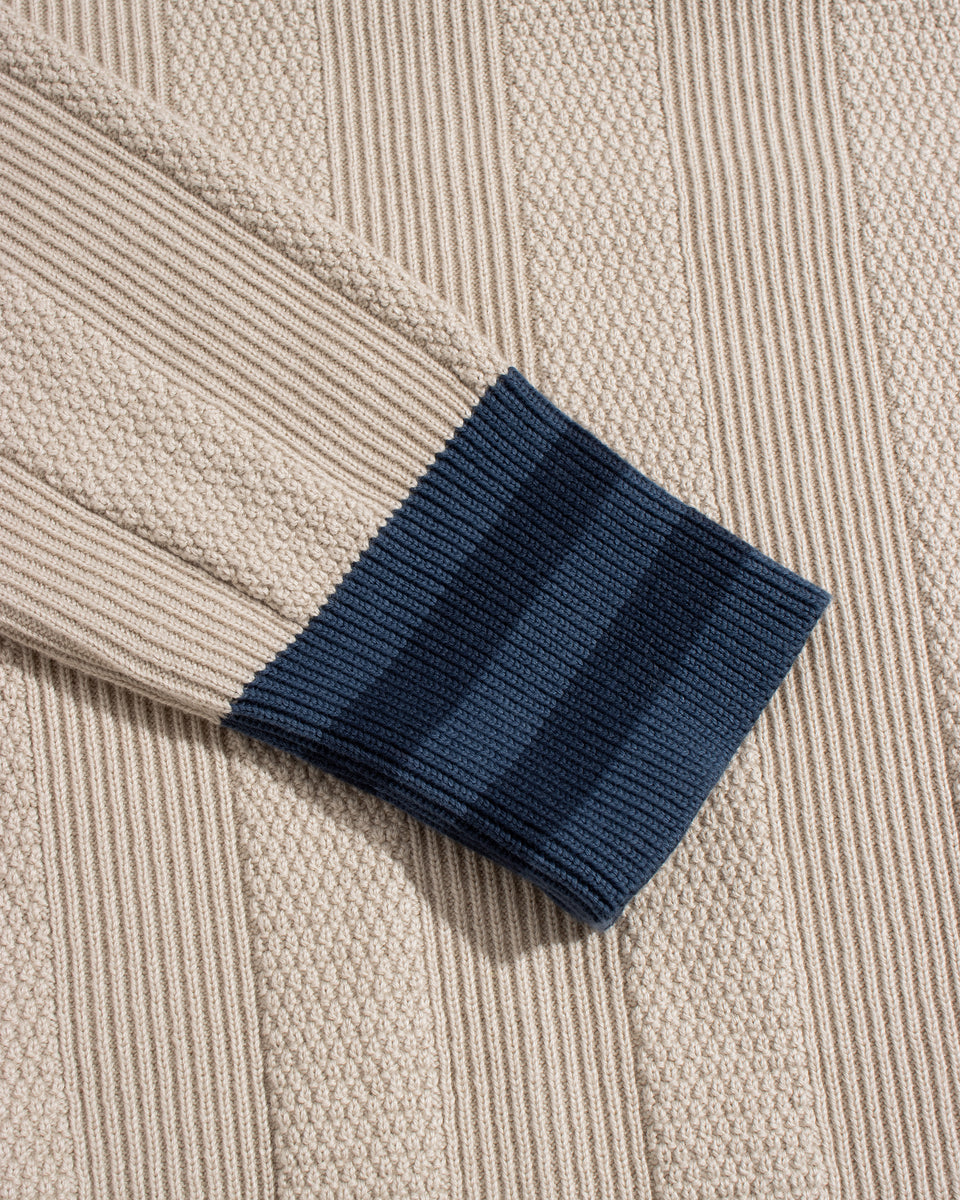 Far Afield Aleksey Cardigan - Horace Stripe - Sand-Men's Sweaters-Brooklyn-Vancouver-Yaletown-Canada