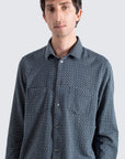 Far Afield Classic Two Pocket Shirt - Dobby Blocks - Navy/Stone-Men's Shirts-Brooklyn-Vancouver-Yaletown-Canada