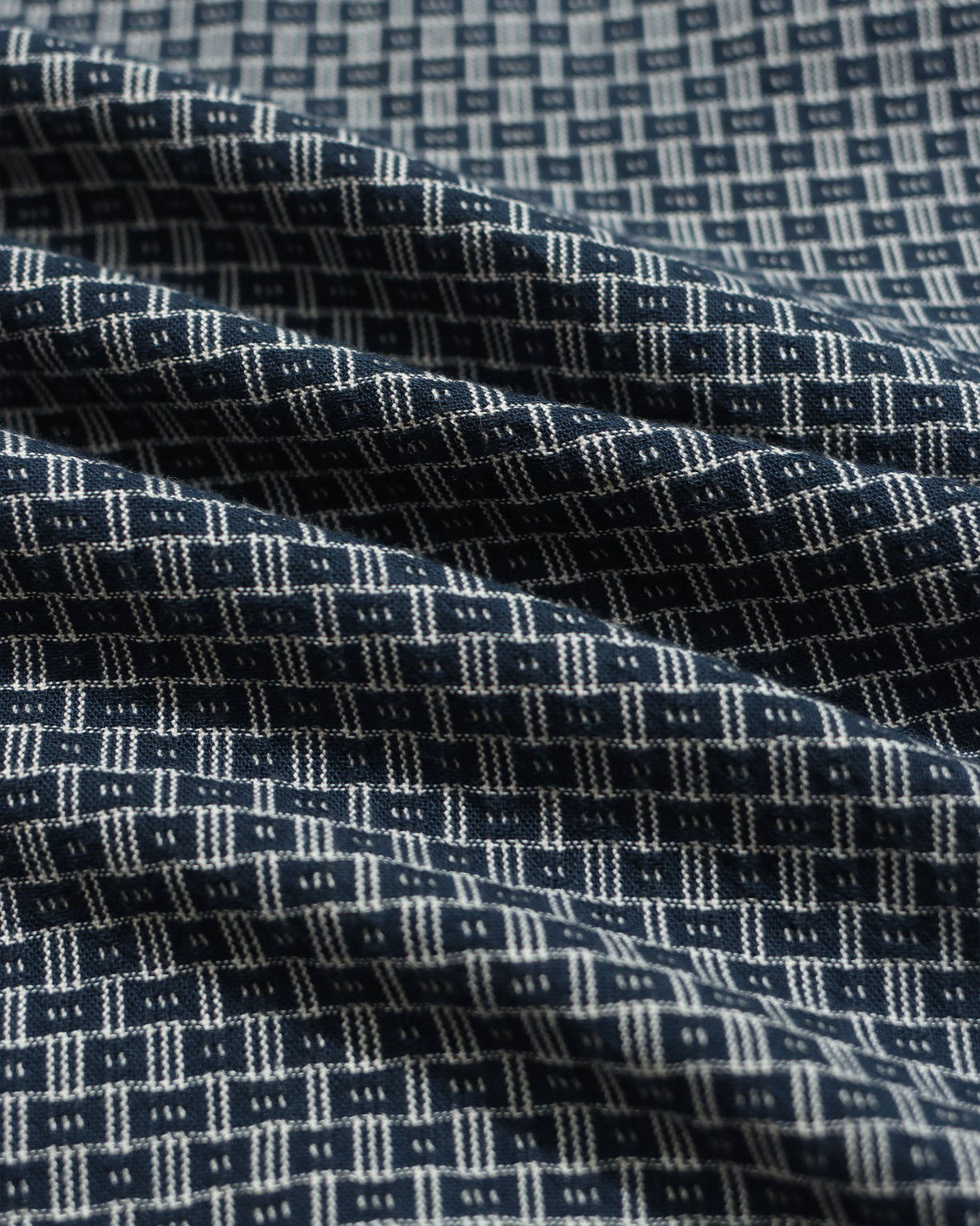 Far Afield Classic Two Pocket Shirt - Dobby Blocks - Navy/Stone-Men&#39;s Shirts-Brooklyn-Vancouver-Yaletown-Canada