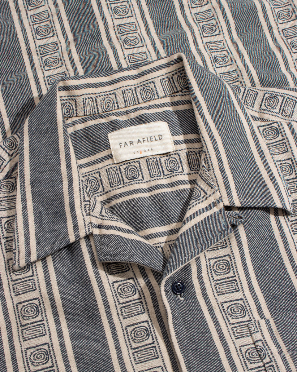 Far Afield Selleck Shirt - Stereo Stripe - Blue/Sand-Men's Shirts-Brooklyn-Vancouver-Yaletown-Canada