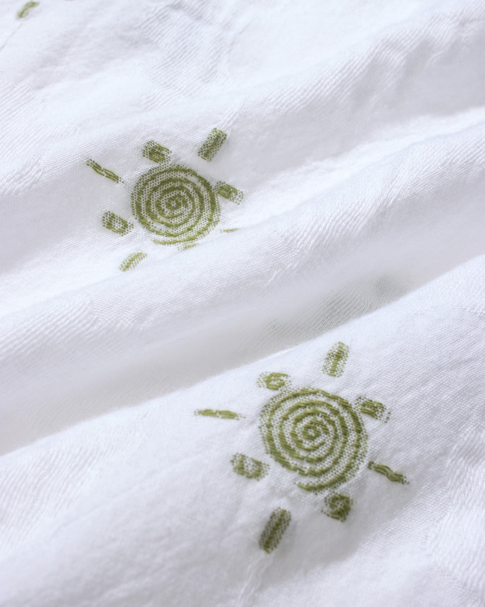 Far Afield Classic Shirt - Sun Jacquard - White/Green-Men's Shirts-Brooklyn-Vancouver-Yaletown-Canada