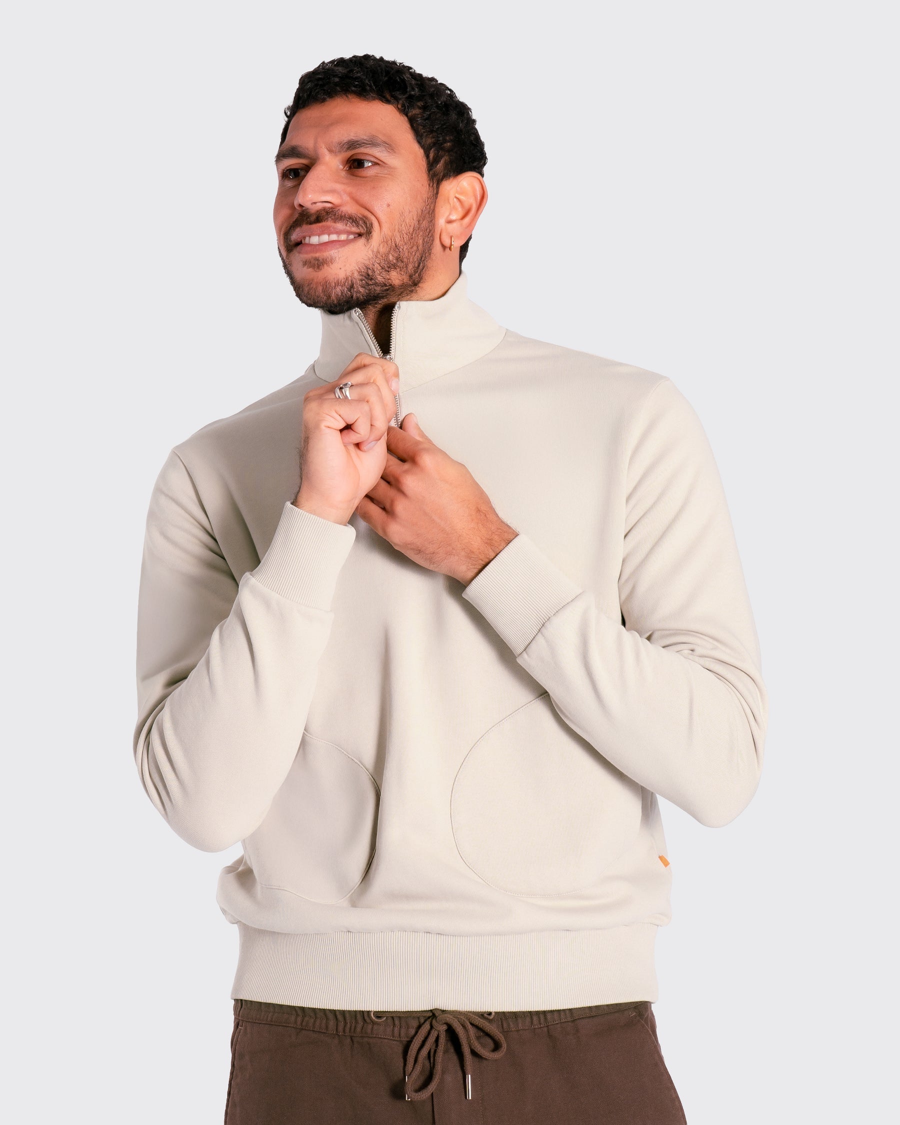 Far Afield Funnel Neck Sweatshirt - Sand-Men's Sweatshirts-Brooklyn-Vancouver-Yaletown-Canada