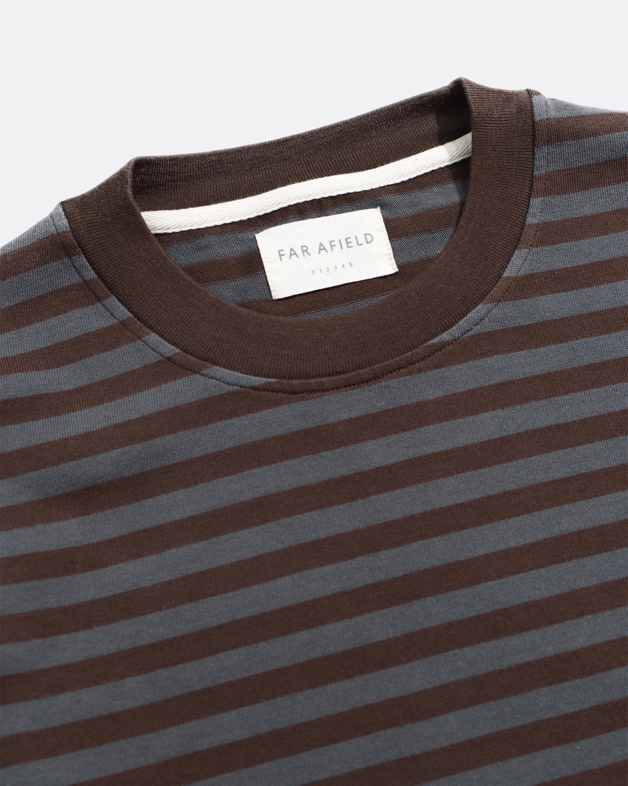 Far Afield Breton Stripe T-Shirt - Yarn Dyed - Grey/Brown-Men&#39;s Shirts-Brooklyn-Vancouver-Yaletown-Canada