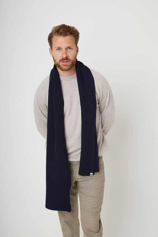 Peregrine Porter Ribbed Scarf - Navy-Men's Accessories-Brooklyn-Vancouver-Yaletown-Canada