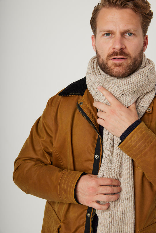 Peregrine Porter Ribbed Scarf - Oatmeal-Men's Accessories-Brooklyn-Vancouver-Yaletown-Canada