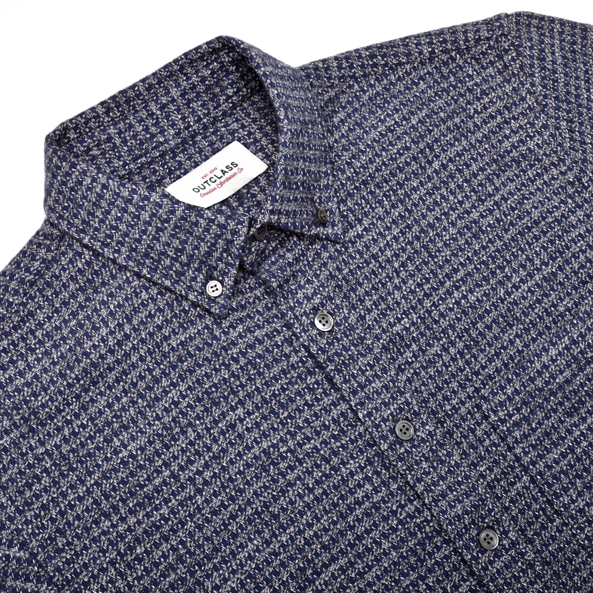 Outclass Flannel Classic Shirt - Indigo Houndstooth-Men&#39;s Shirts-Brooklyn-Vancouver-Yaletown-Canada