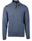 Barbour Cotton Half Zip Knitted Jumper - Tarn Blue-Men's Sweaters-Brooklyn-Vancouver-Yaletown-Canada