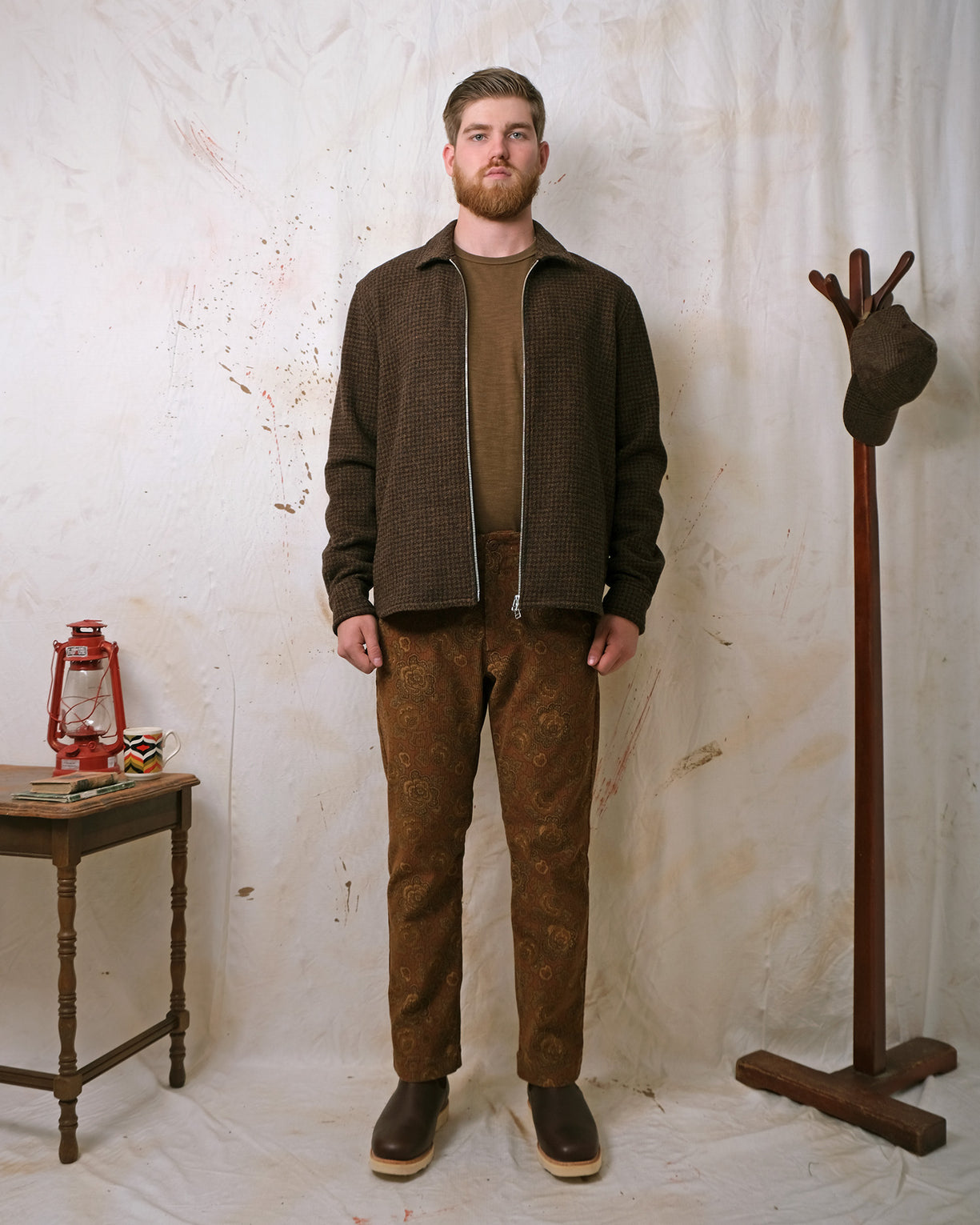 Outclass Houndstooth Zip Overshirt - Bronze-Men&#39;s Jackets-Brooklyn-Vancouver-Yaletown-Canada