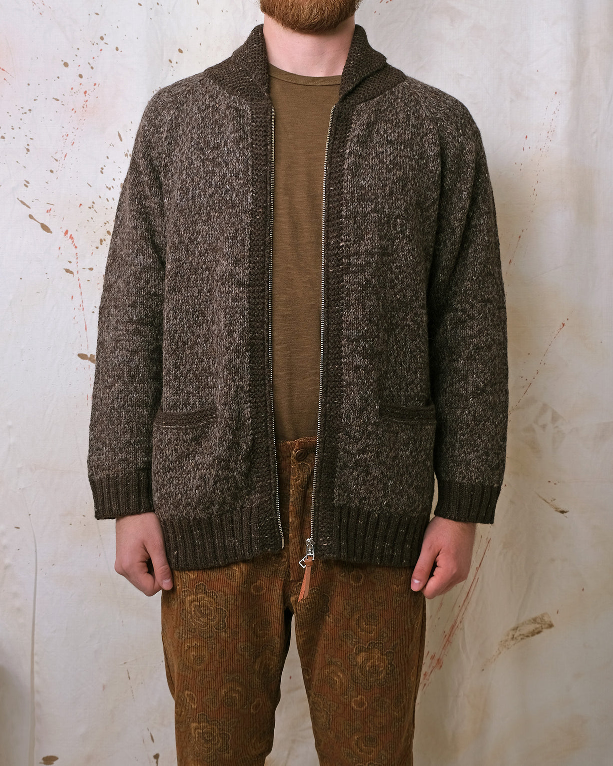 Outclass Zip Cardigan - Brown Marl-Men's Sweaters-Brooklyn-Vancouver-Yaletown-Canada