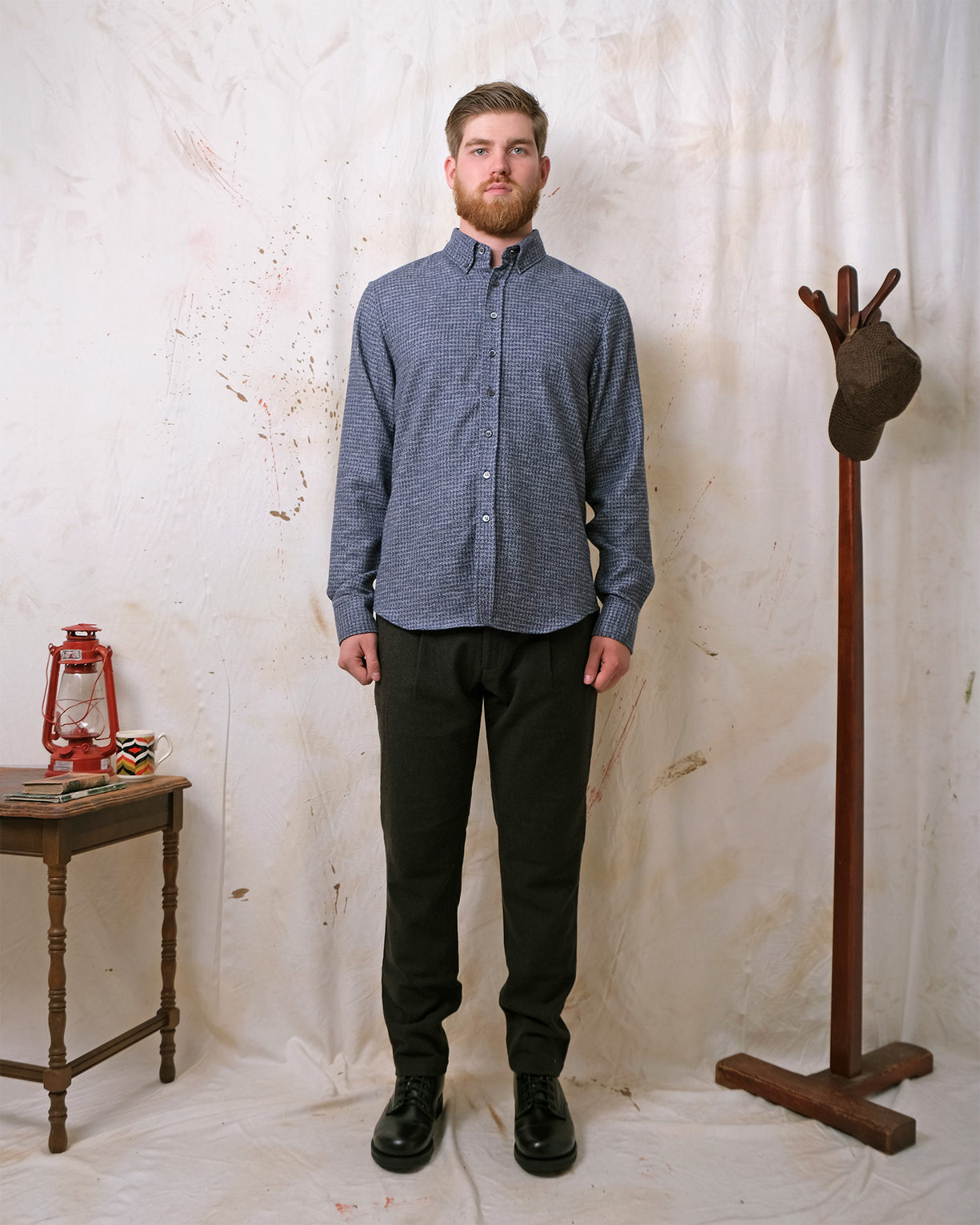 Outclass Flannel Classic Shirt - Indigo Houndstooth-Men's Shirts-Brooklyn-Vancouver-Yaletown-Canada