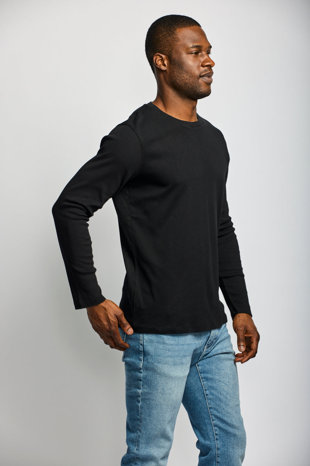 Easy Mondays L/S Crew Slub Black-Men's T-Shirts-Brooklyn-Vancouver-Yaletown-Canada