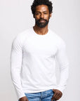 Easy Mondays Long Sleeve Crew Neck T-Shirt - White-Men's T-Shirts-Brooklyn-Vancouver-Yaletown-Canada