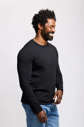 Easy Mondays Long Sleeve Crew Neck T-Shirt - Black-Men's T-Shirts-Brooklyn-Vancouver-Yaletown-Canada