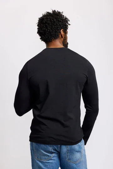 Easy Mondays Long Sleeve Crew Neck T-Shirt - Black-Men's T-Shirts-Brooklyn-Vancouver-Yaletown-Canada