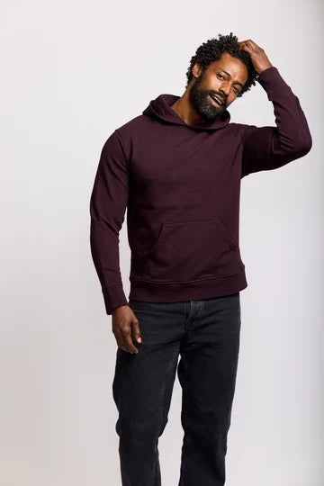 Easy Mondays Slub Cotton Pullover Hoodie - Oxblood-Men's Sweatshirts-Brooklyn-Vancouver-Yaletown-Canada