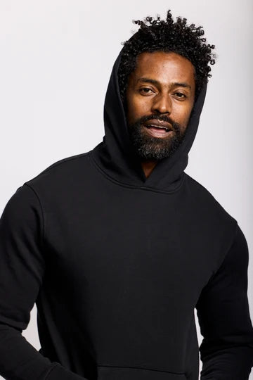 Easy Mondays Slub Cotton Pullover Hoodie - Black-Men's Sweatshirts-Brooklyn-Vancouver-Yaletown-Canada