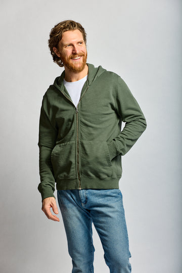 Easy Mondays Slub Cotton Zip Hoodie Thyme-Men's Sweatshirts-Brooklyn-Vancouver-Yaletown-Canada