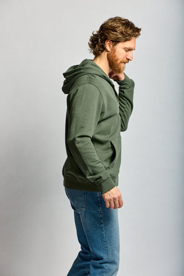 Easy Mondays Slub Cotton Zip Hoodie Thyme-Men's Sweatshirts-Brooklyn-Vancouver-Yaletown-Canada
